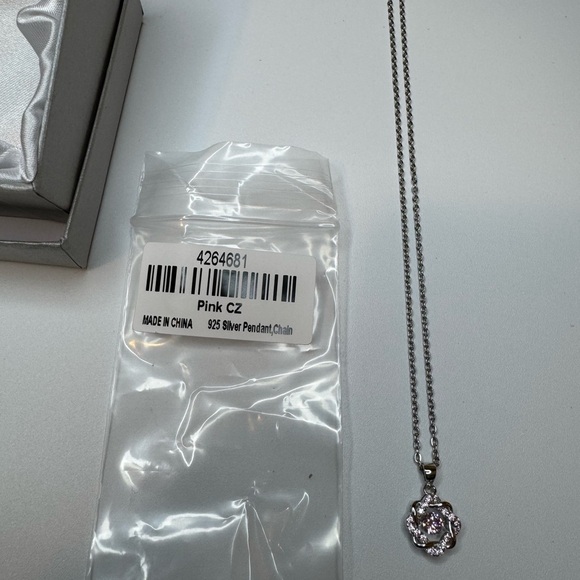 Simulated Pink Diamond 1.10 ctw Pendant in Platinum Over Sterling Silver - Picture 3 of 7